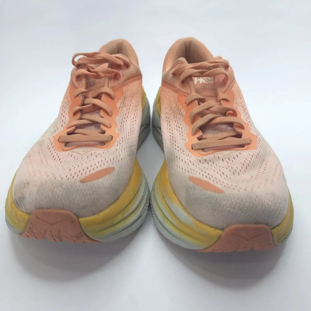 Hoka Bondi 8 Running Shoes Athletic Women 8.5B Coral Peach Parfait 1127952 SCPP